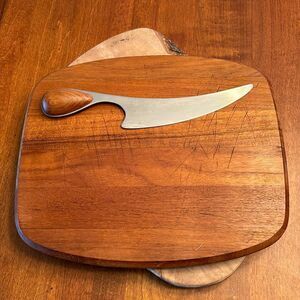 MCM 1970's Dansk Teak Cheese Board and Knife Set